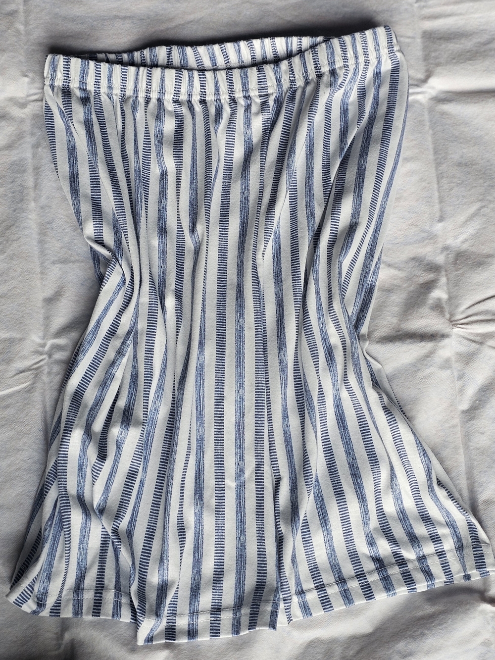 Blue and White Strapless Top
